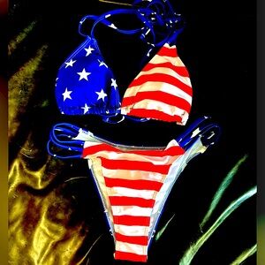 Brand new. American Flag String Bikini sz M.